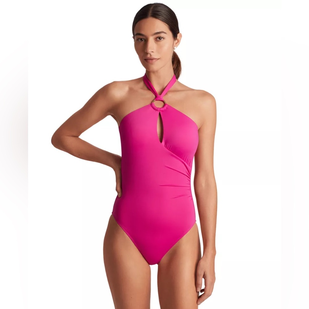 NWT Lauren Ralph Lauren
Women's Macrame-Ring High-Neck One-Piece Swimsuit